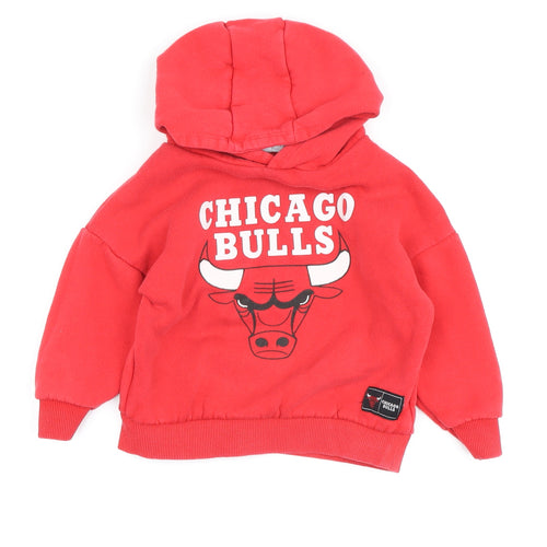 NBA Boys Red Pullover Hoodie 2-3 Years Graphic Print