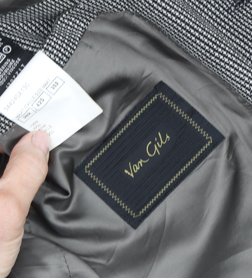 Van Gils Men's Grey Blazer 42S Check Formal Jacket