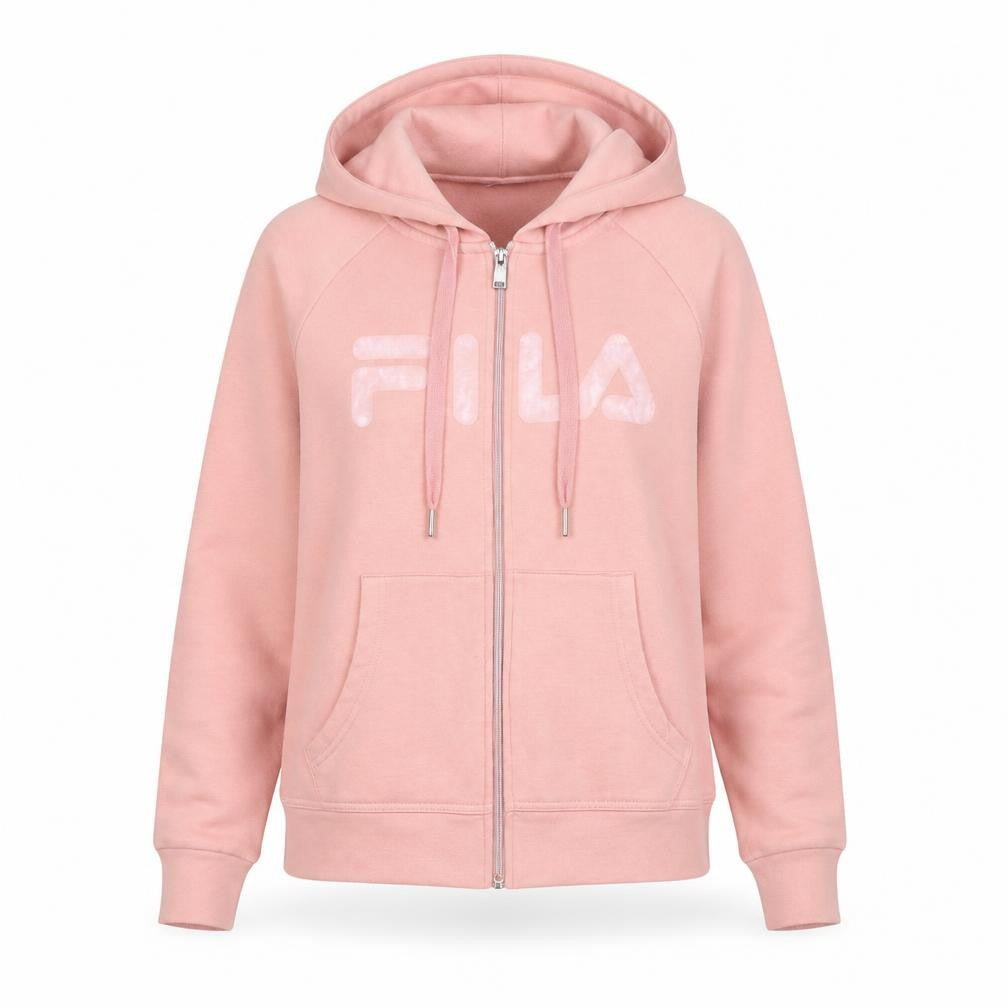 Front view of Fila Women's Pink Full Zip Hoodie -, size S