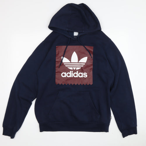Adidas Men's Blue Pullover Hoodie S with Logo Graphic