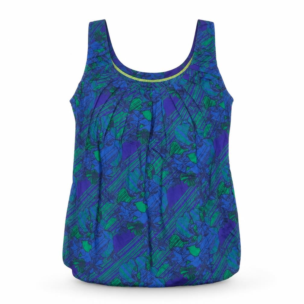 Climb High Women's Blue Green Floral Tank Top, Size 8