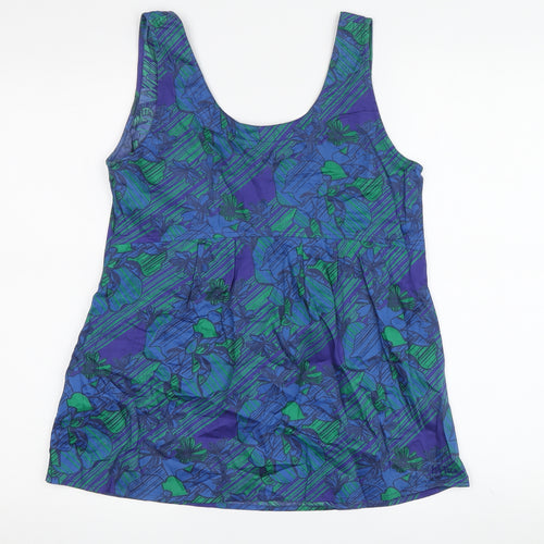 Climb High Women's Blue Green Floral Tank Top, Size 8