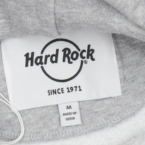 Hard Rock Unisex Grey Hoodie M Pullover Music Logo