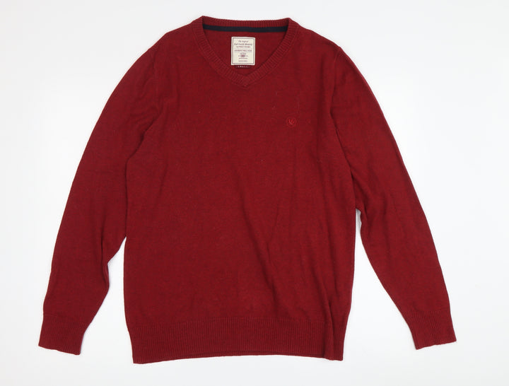 Fat Face Men's Red V-Neck Pullover Jumper S