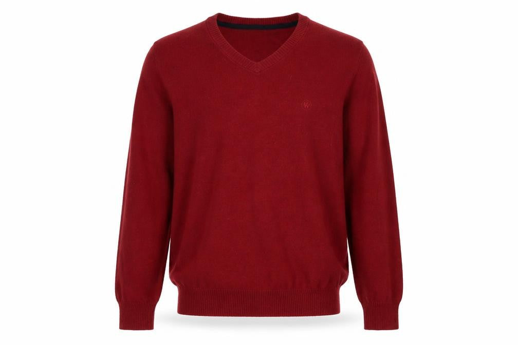 Front view of FatFace Men's Red V-Neck jumper S