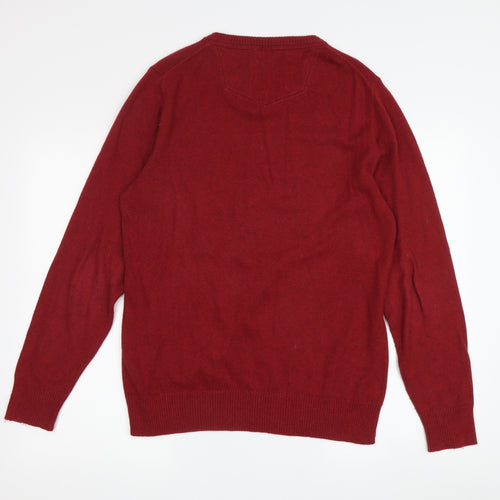 Fat Face Men's Red V-Neck Pullover Jumper S