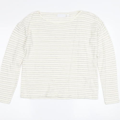 The White Company Women's Ivory Striped Knit Sweater Size 8