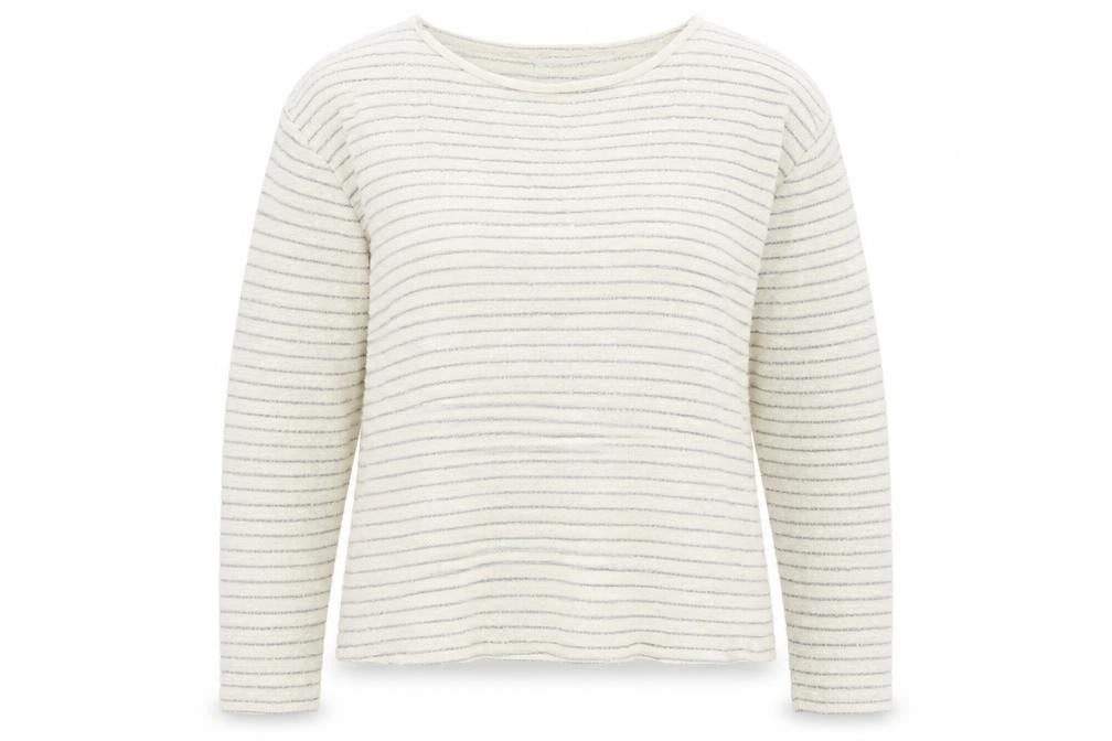 The White Company Women's Ivory Striped Knit Sweater Size 8