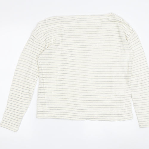The White Company Women's Ivory Striped Knit Sweater Size 8