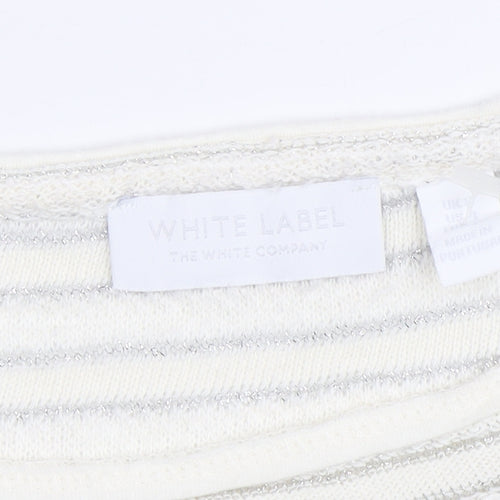 The White Company Women's Ivory Striped Knit Sweater Size 8