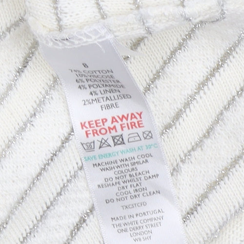 The White Company Women's Ivory Striped Knit Sweater Size 8