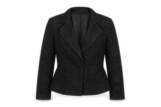 Front view of Simon Jeffery Women's Black Blazer Jacket, size 12