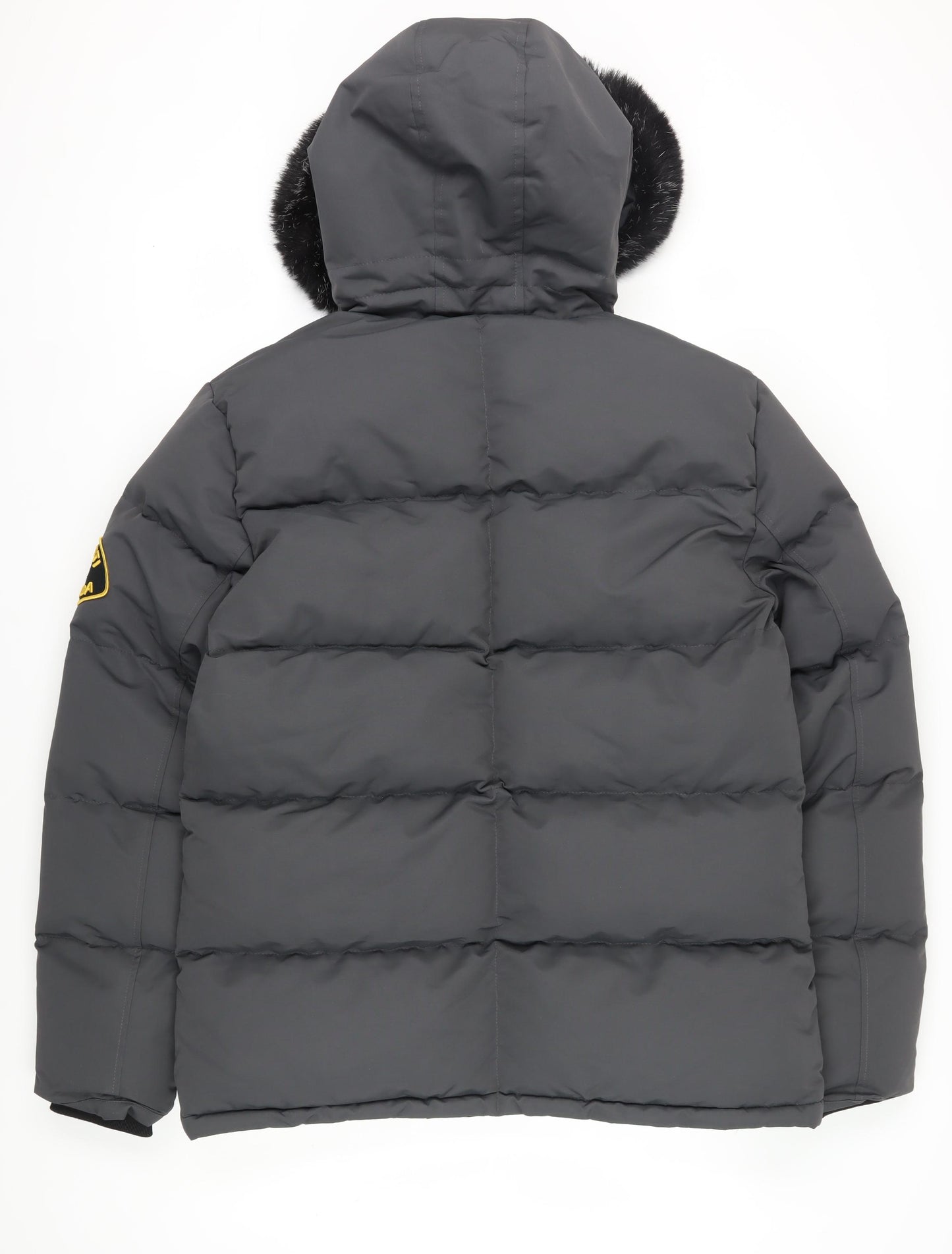 Zavetti Canada Men's Grey Puffer Jacket with Fur Hood, Size L