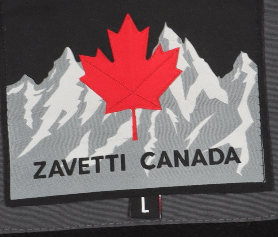 Zavetti Canada Men's Grey Puffer Jacket with Fur Hood, Size L