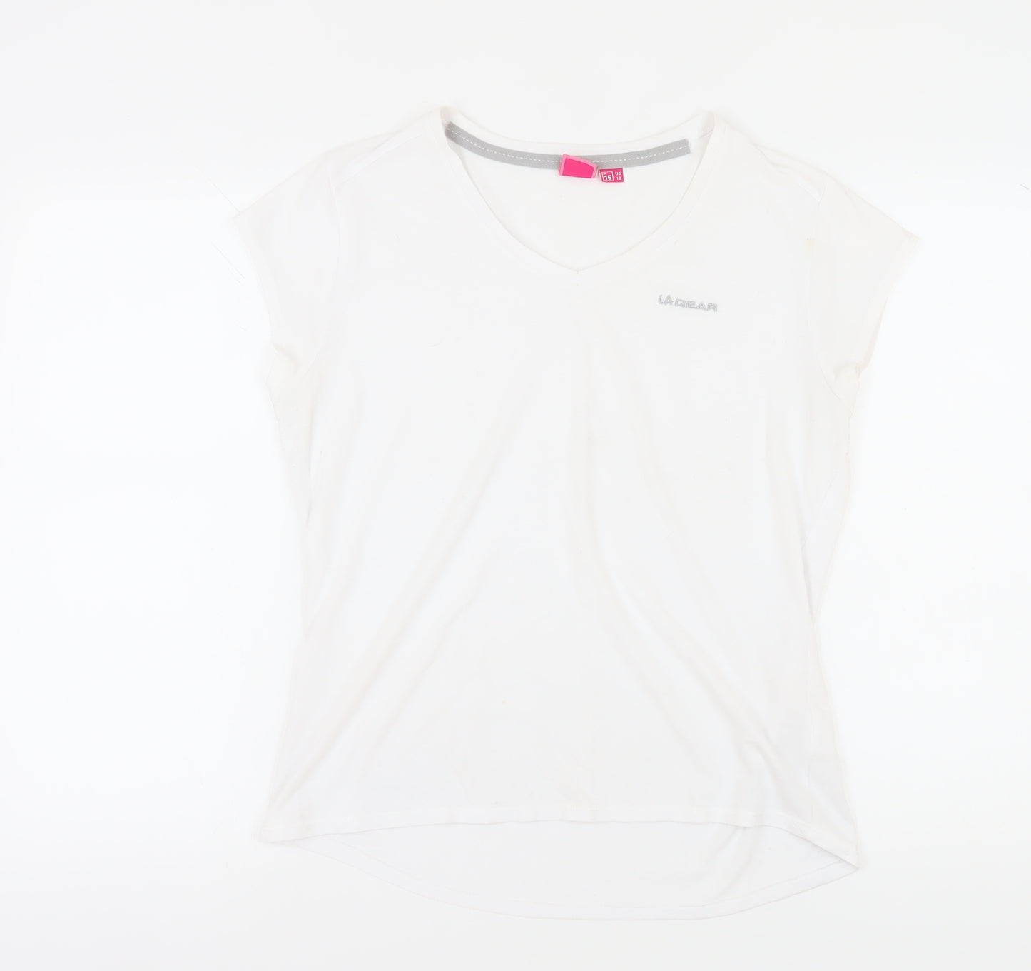 LA Gear Women's White V-Neck T-Shirt Size 16