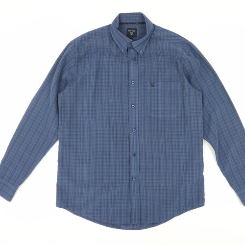 James Pringle Men's Blue Check Shirt Medium