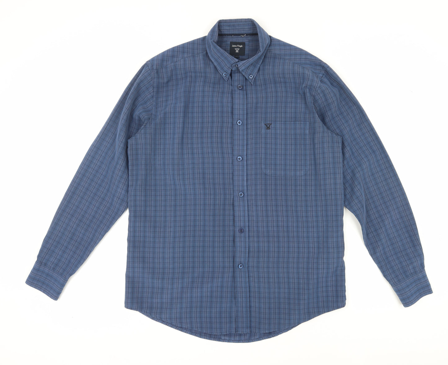James Pringle Men's Blue Check Shirt Medium