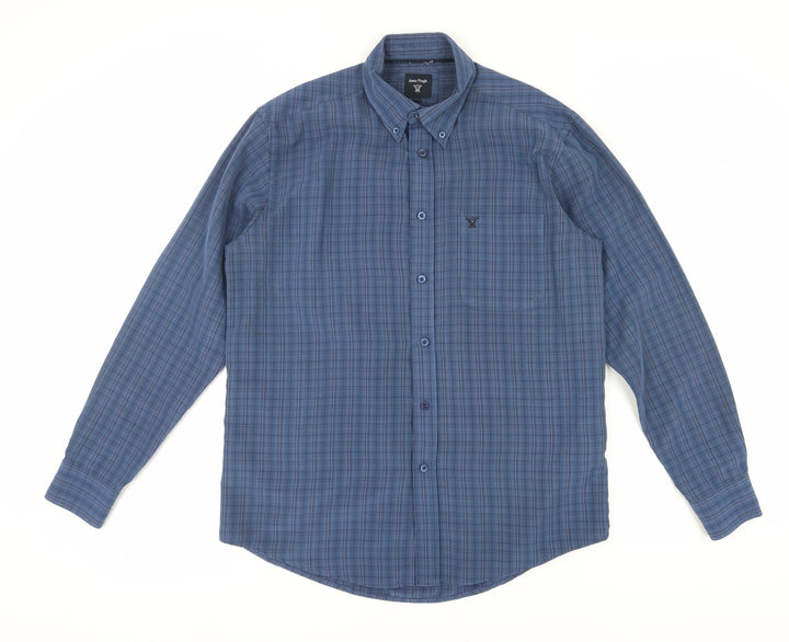 James Pringle Men's Blue Check Shirt Medium