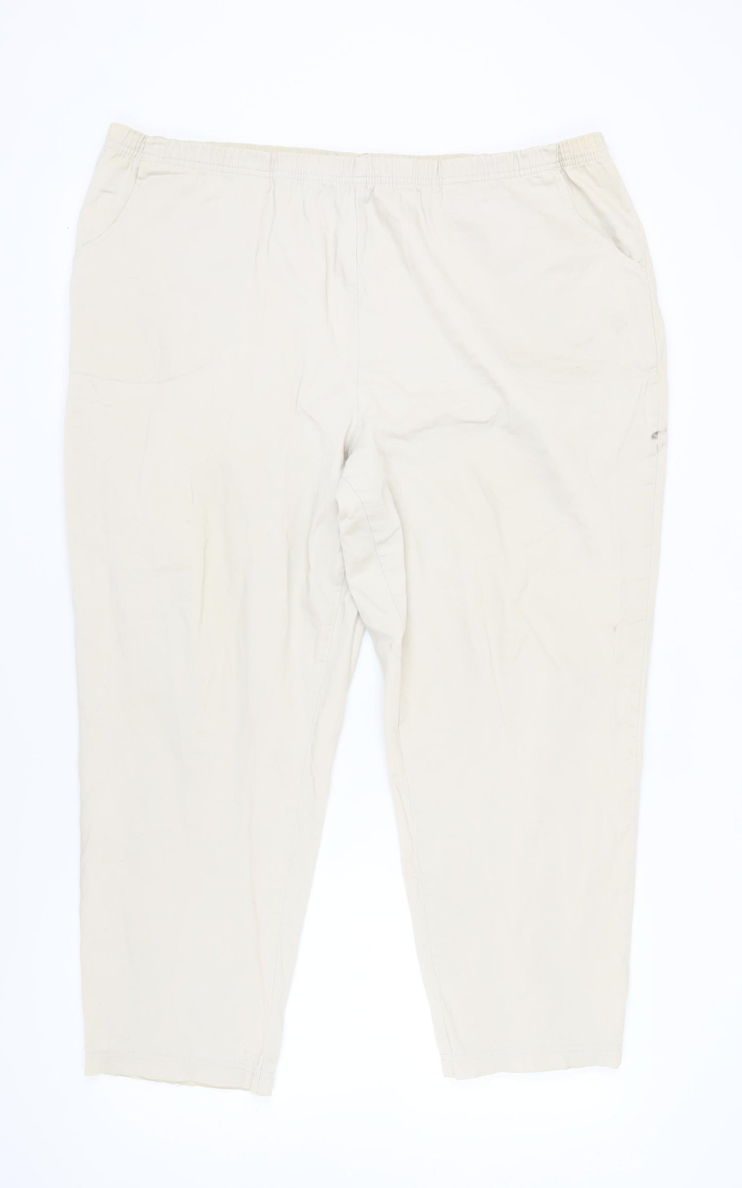 Croft & Barrow Women's Beige Trousers, 2XL, Elastic Waist