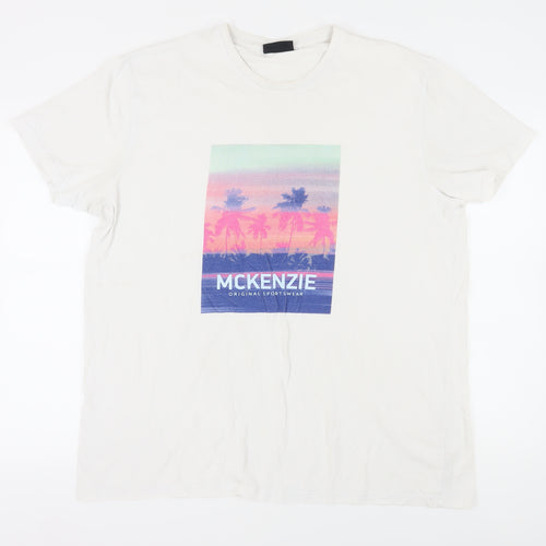McKenzie Men's White Graphic Beach 2XL T-Shirt