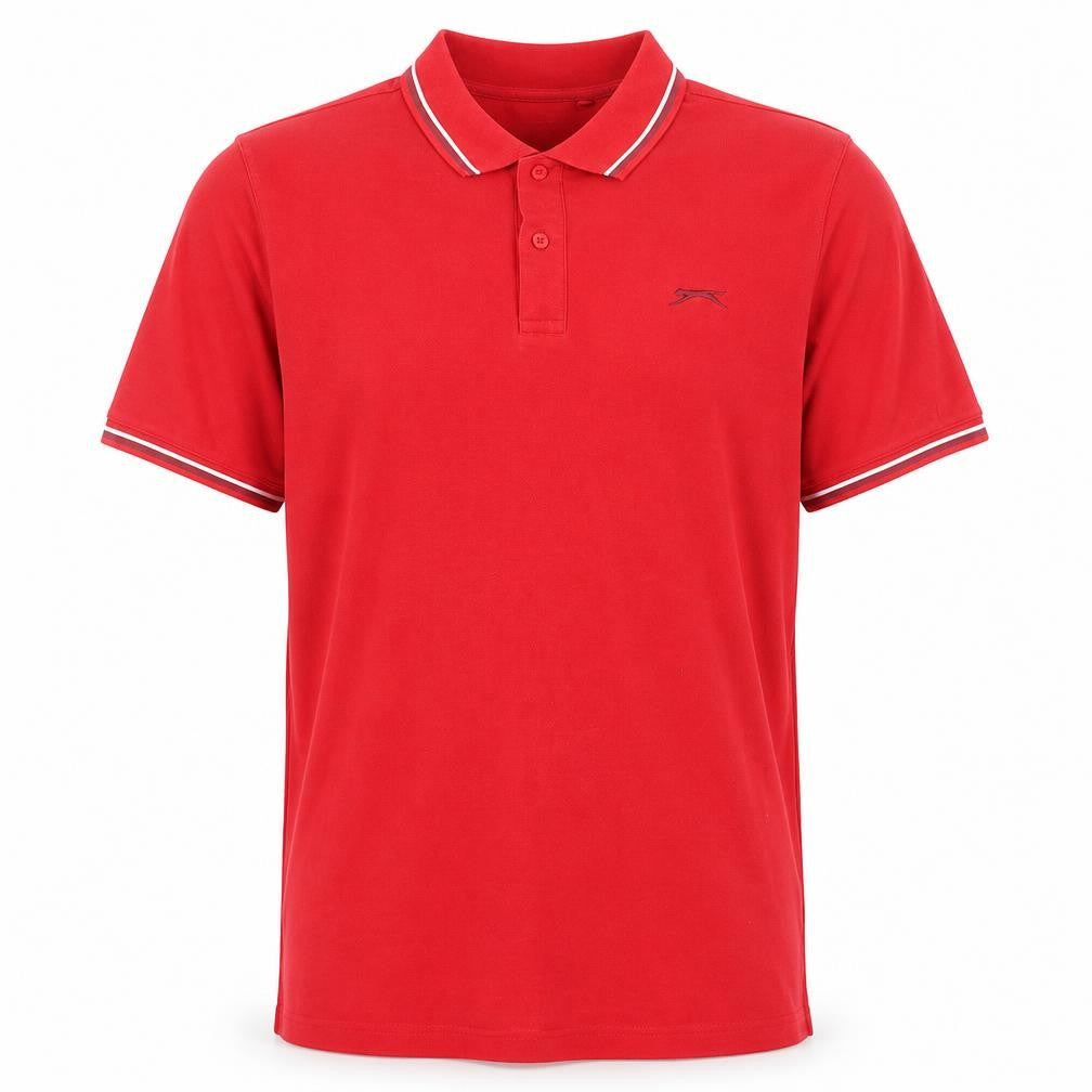 Front view of Slazenger Men's Red Polo Shirt XL Collared Casual