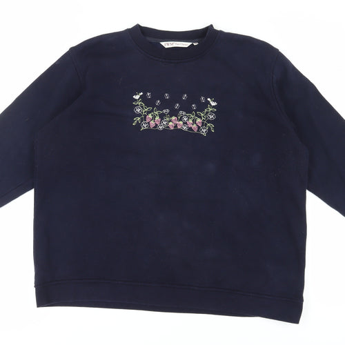 EWM Pure Classics Women's Blue Embroidered Pullover Sweatshirt XL