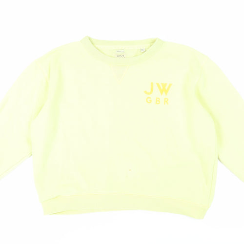 Jack Wills Women's Yellow Crew Neck Sweatshirt, Size 14