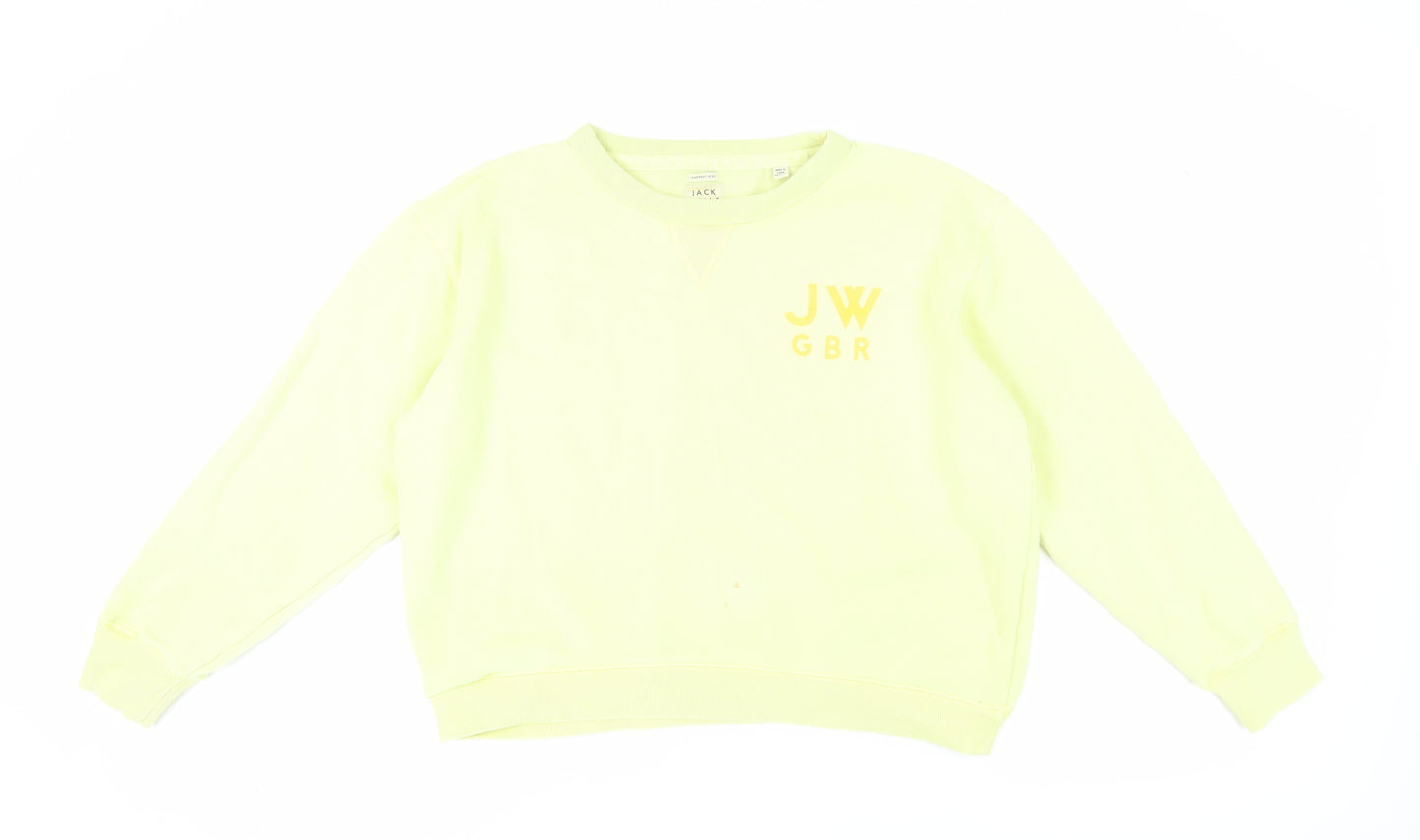 Jack Wills Women's Yellow Crew Neck Sweatshirt, Size 14
