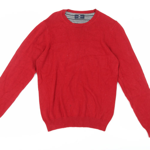 Marks and Spencer Men's Red Cotton Pullover Jumper S