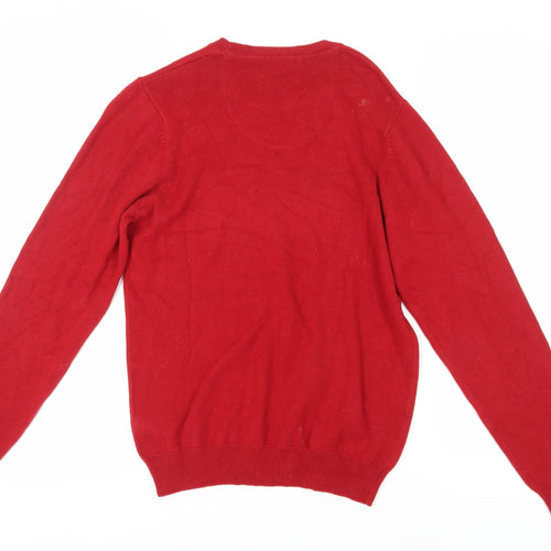 Marks and Spencer Men's Red Cotton Pullover Jumper S