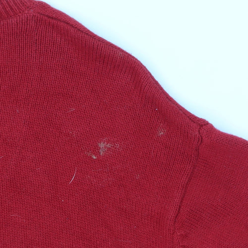Marks and Spencer Men's Red Cotton Pullover Jumper S