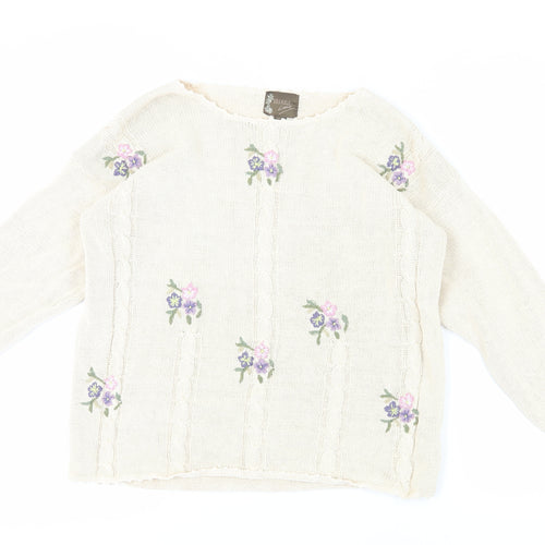 Bramble Lane Women's Ivory Floral Pullover Jumper One Size