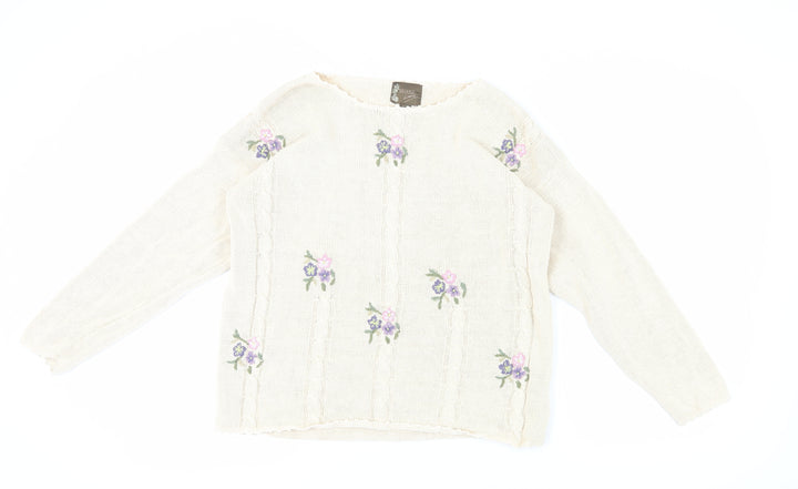 Bramble Lane Women's Ivory Floral Pullover Jumper One Size