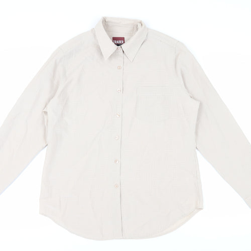 Trader Women's Beige Classic Button-Up Shirt Size 14