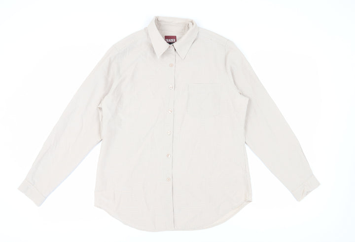 Trader Women's Beige Classic Button-Up Shirt Size 14