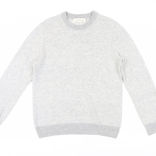 H&M Men's Grey Pullover Jumper, M, Crew Neck, Cotton Blend