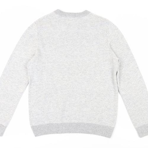 H&M Men's Grey Pullover Jumper, M, Crew Neck, Cotton Blend