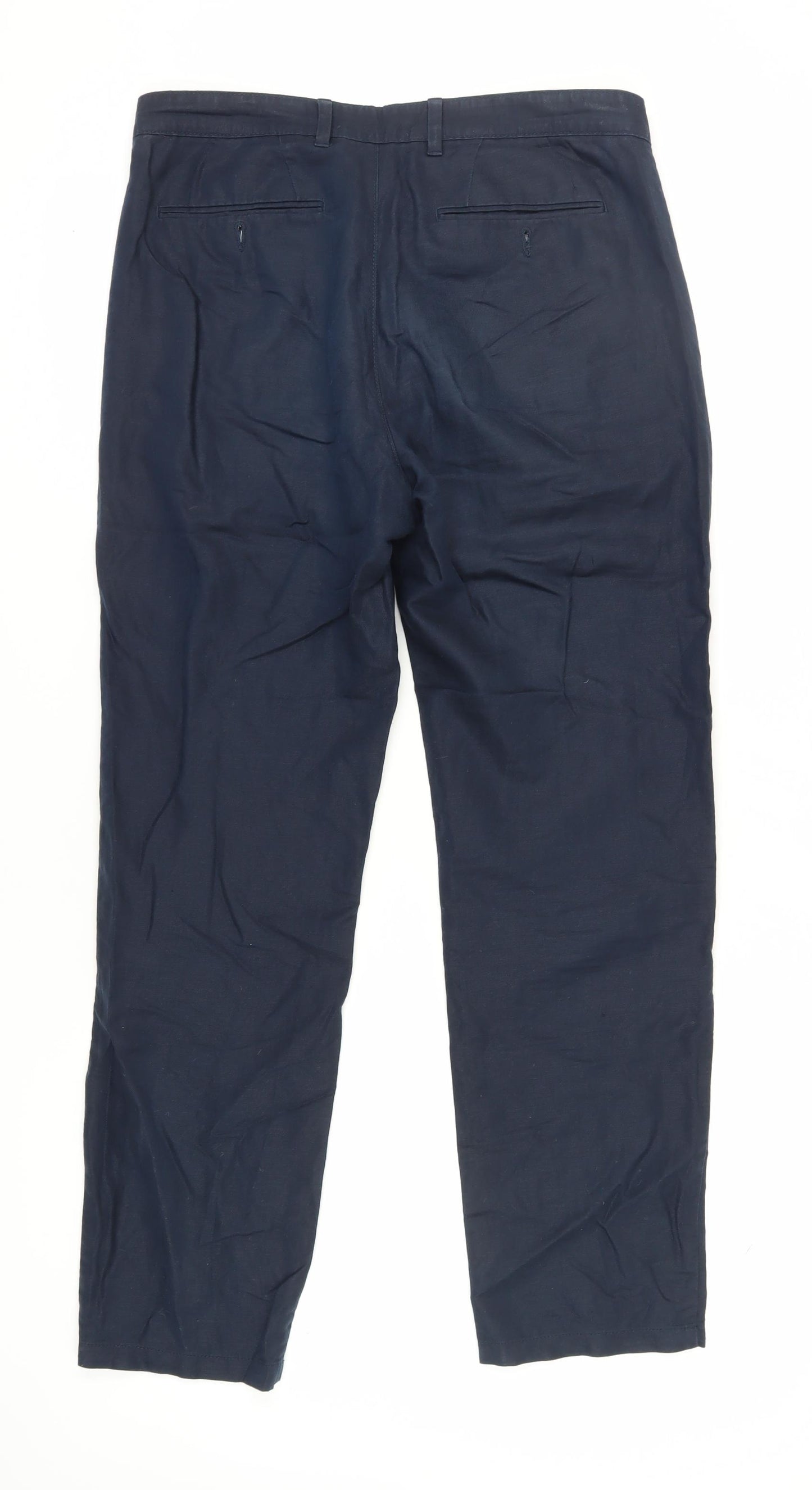 Marks and Spencer Men's Blue Chino Trousers 34 Regular Fit