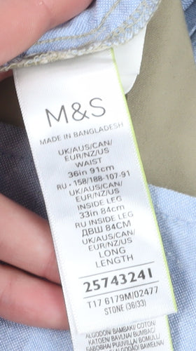 Marks and Spencer Men's Beige Chino Trousers, Size 36