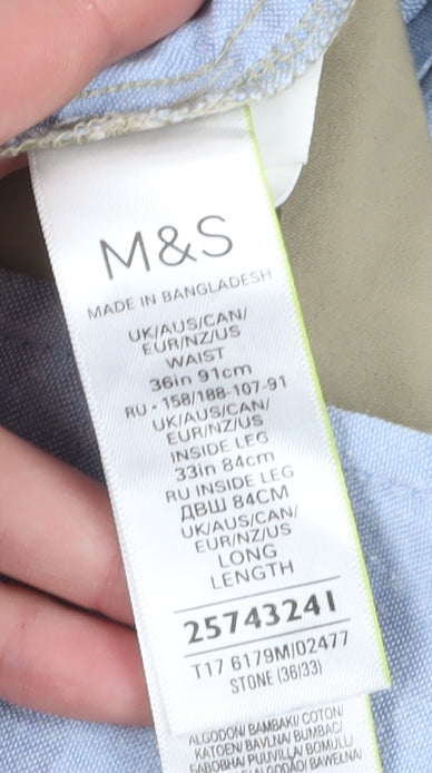 Marks and Spencer Men's Beige Chino Trousers, Size 36