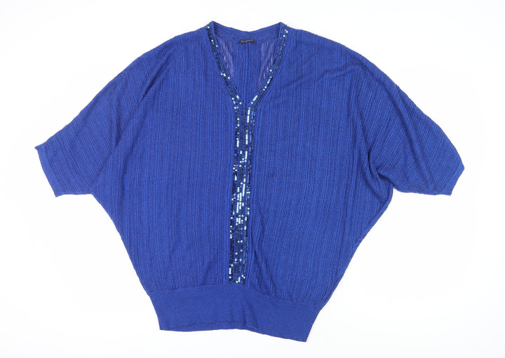 Planet Women's Blue Sequin Knit Top Medium