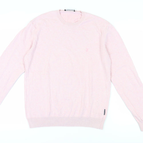 French Connection Men's Pink Cotton Pullover Jumper - M
