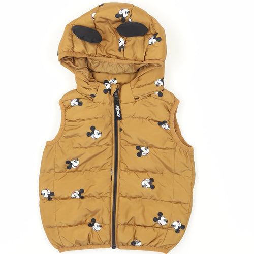 H&M Unisex Mickey Mouse Puffer Jacket - Brown, 12 Months