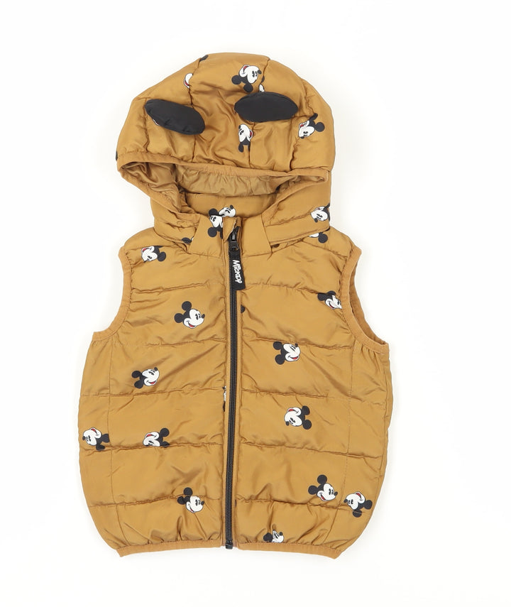 H&M Unisex Mickey Mouse Puffer Jacket - Brown, 12 Months