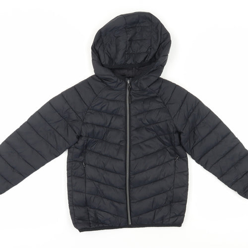 Marks and Spencer Boys Black Hooded Puffer Jacket 7-8Y