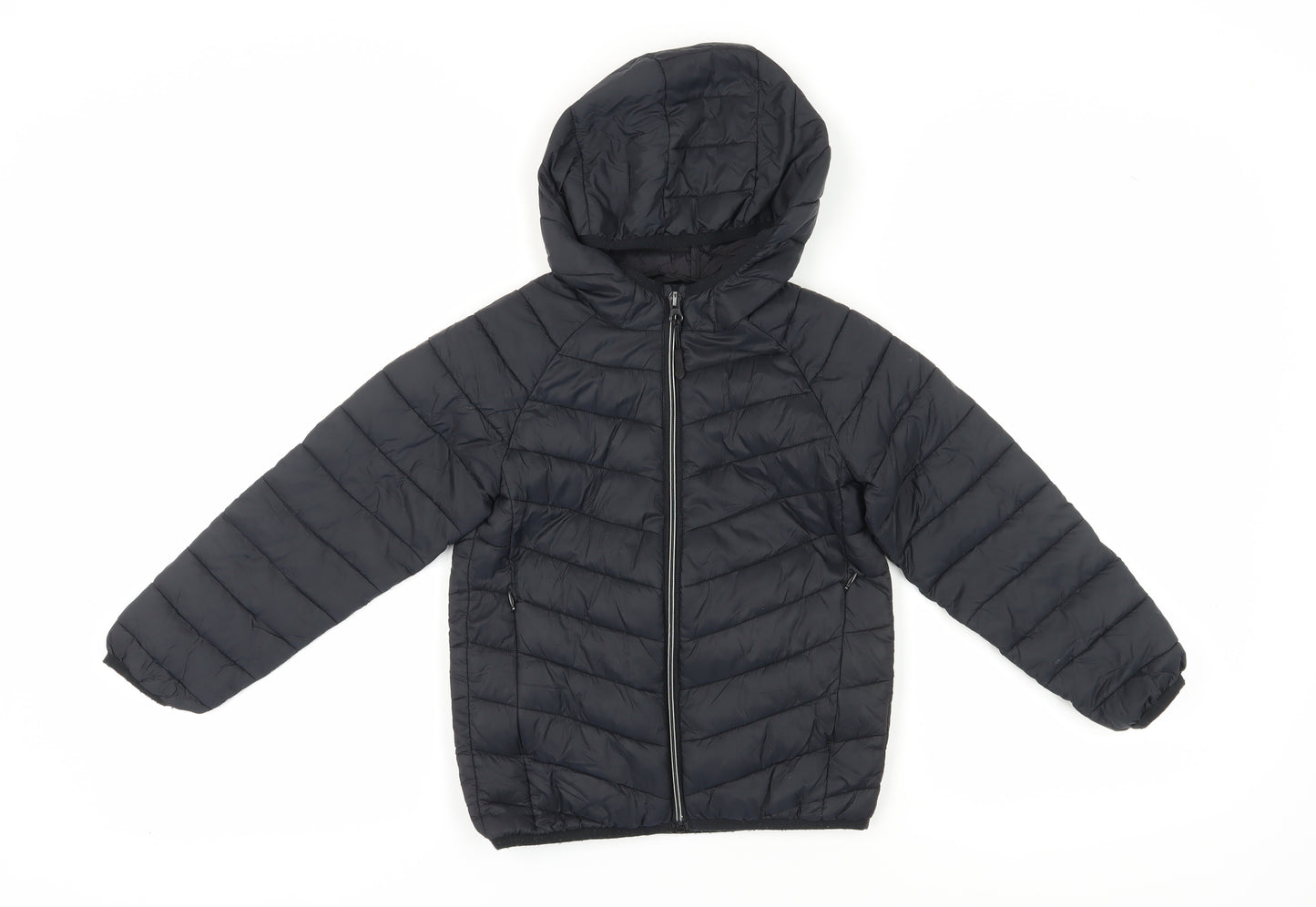 Marks and Spencer Boys Black Hooded Puffer Jacket 7-8Y