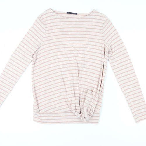 Marks and Spencer Women’s Pink Striped Boat Neck T-Shirt Size 12