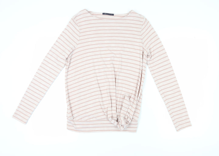 Marks and Spencer Women’s Pink Striped Boat Neck T-Shirt Size 12