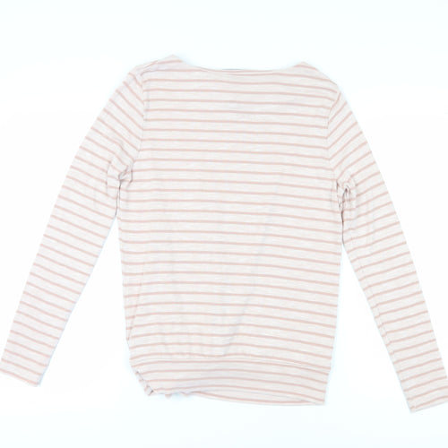 Marks and Spencer Women’s Pink Striped Boat Neck T-Shirt Size 12