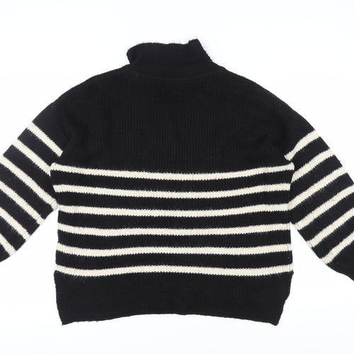 Marks and Spencer Women's Black Striped Pullover Jumper L